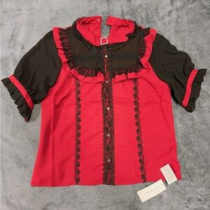 DEAR MY LOVE Authentic Choker-style Cross Lace Blouse SIZE 3L BRAND NEW W/TAGS